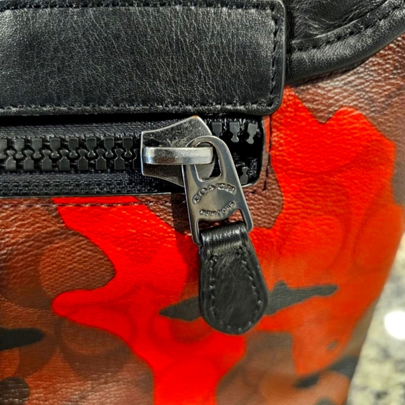 Coach Ranger Pocket Messenger Leather Bag Red Camo F79905